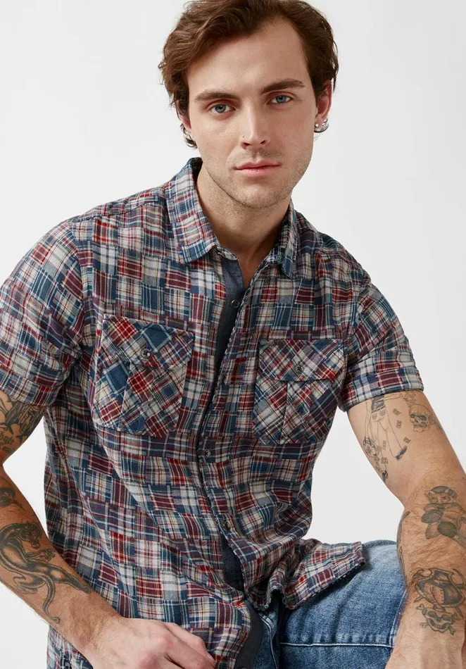 Men Soqut Garnet ShortSleeve Mens Shirt Garnet Buffalo David Bitton Shirts