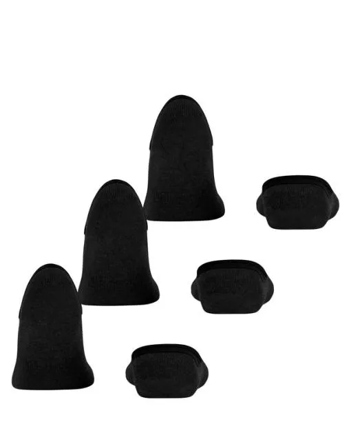 Men Step High Cut 3Pack Men No Show Socks Black FALKE No Show Socks