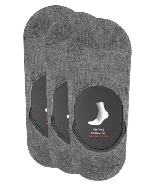 Men Step Medium Cut 3Pack Men No Show Socks Light Greymel FALKE No Show Socks