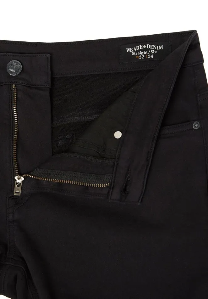 Men Straight Six Black Men039s Fleece Canvas Pants Black Buffalo David Bitton Pants