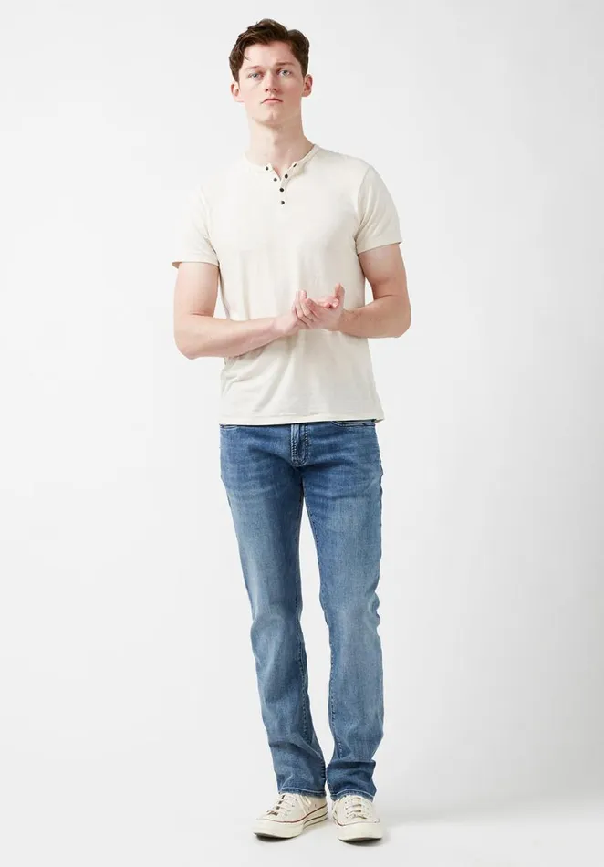 Men Straight Six Contrasted Stretch Jeans Indigo Buffalo David Bitton Straight Six