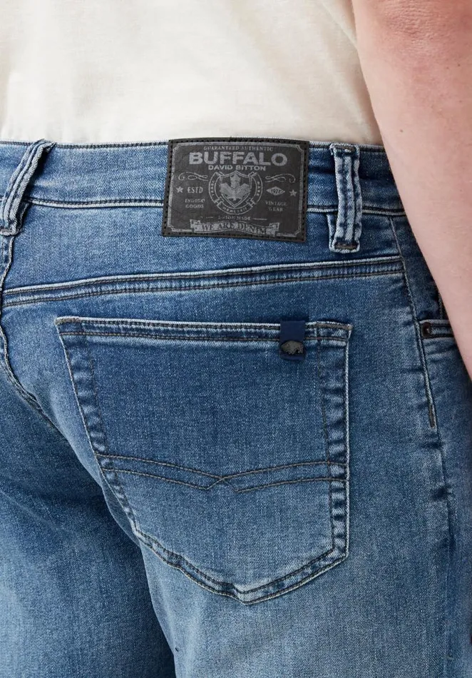 Men Straight Six Contrasted Stretch Jeans Indigo Buffalo David Bitton Straight Six