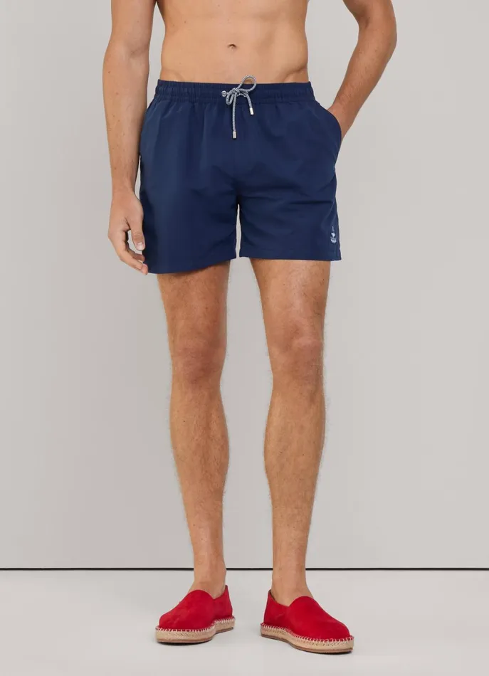 Men Swimwear Faonnable Embroidered Bird Swim Shorts Marine Blue