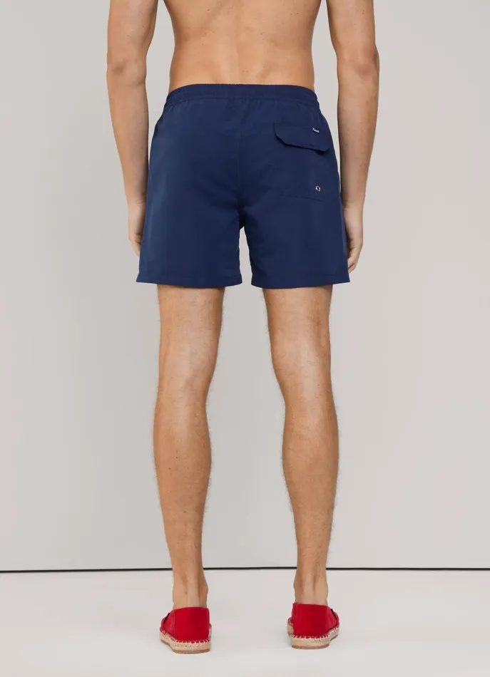 Men Swimwear Faonnable Embroidered Bird Swim Shorts Marine Blue