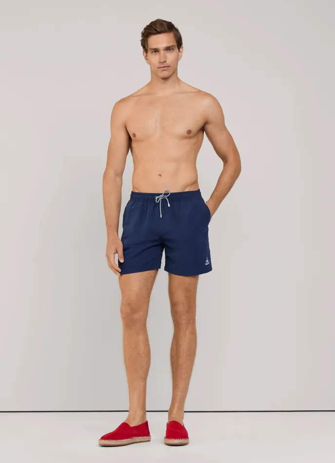 Men Swimwear Faonnable Embroidered Bird Swim Shorts Marine Blue