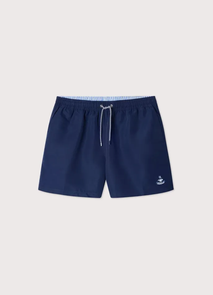 Men Swimwear Faonnable Embroidered Bird Swim Shorts Marine Blue