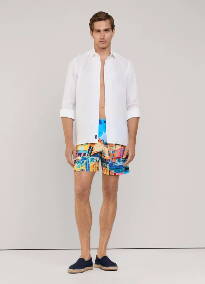Men Swimwear Faonnable Saint Tropez Swim Shorts Marine Blue