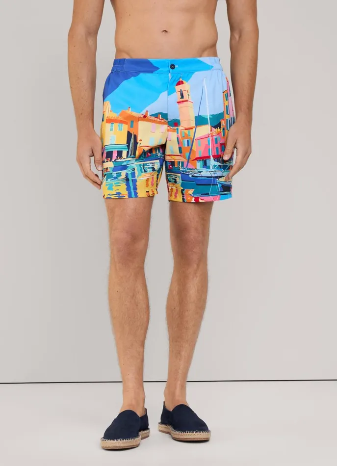 Men Swimwear Faonnable Saint Tropez Swim Shorts Marine Blue