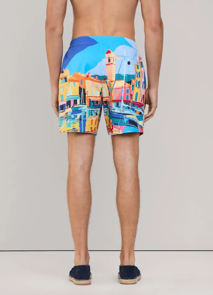 Men Swimwear Faonnable Saint Tropez Swim Shorts Marine Blue