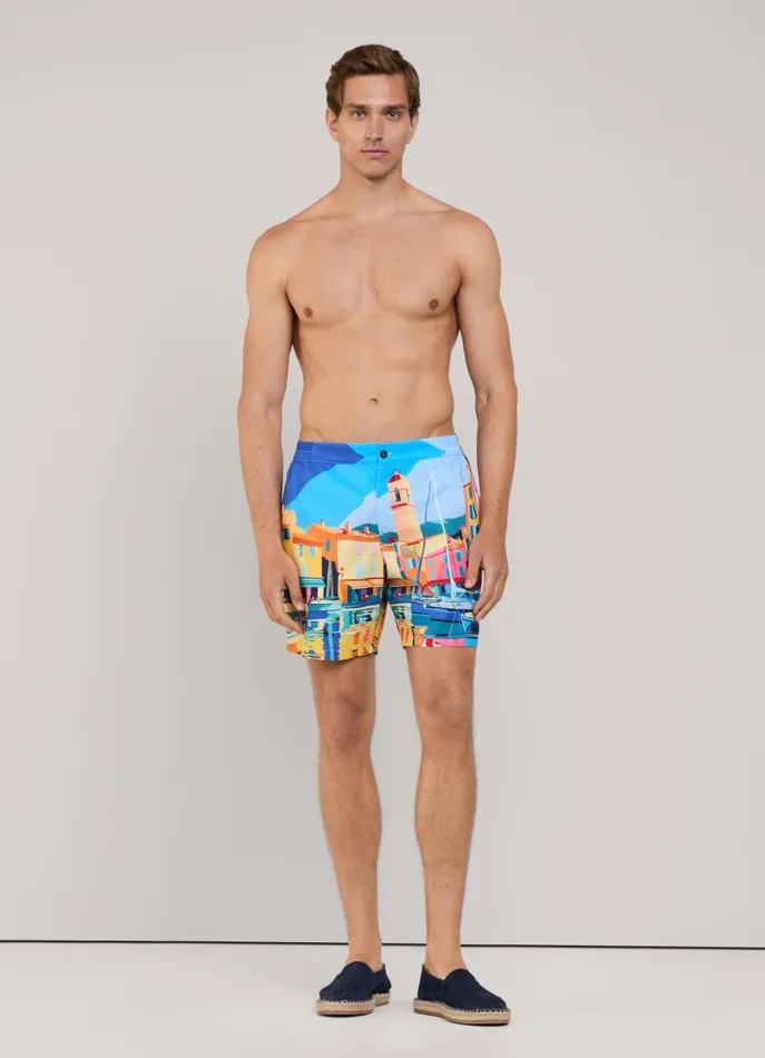 Men Swimwear Faonnable Saint Tropez Swim Shorts Marine Blue