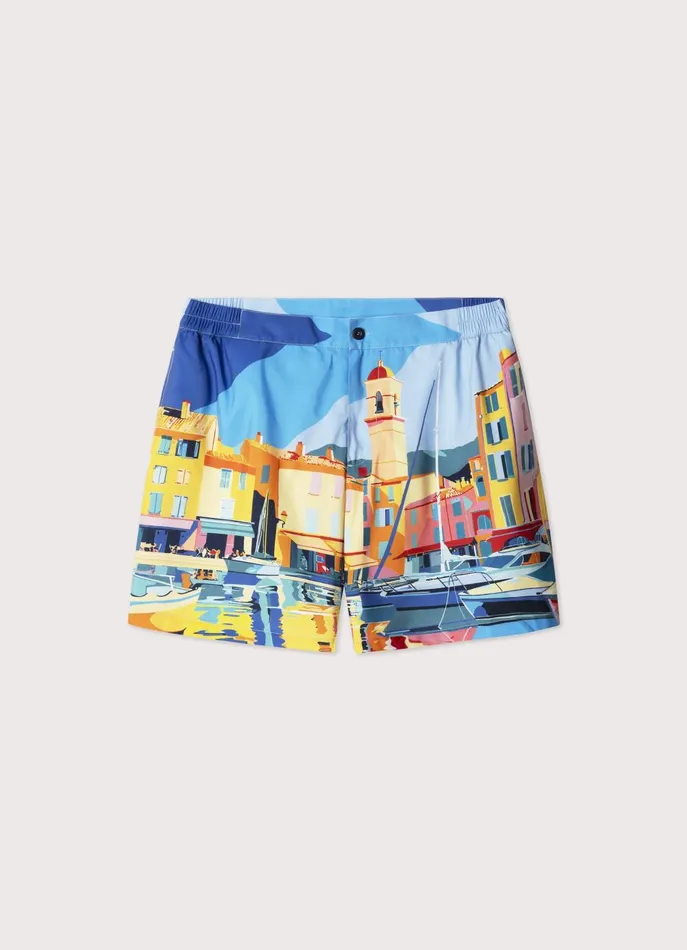 Men Swimwear Faonnable Saint Tropez Swim Shorts Marine Blue