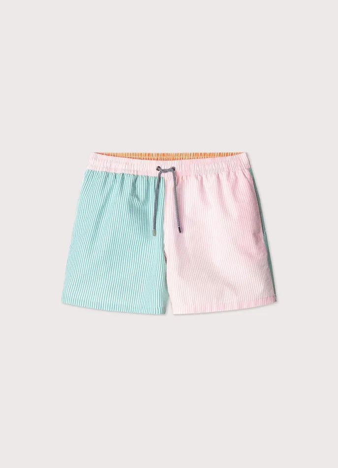 Men Swimwear Faonnable Striped Seersucker Swim Shorts Magenta Purple