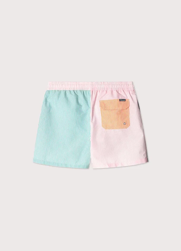 Men Swimwear Faonnable Striped Seersucker Swim Shorts Magenta Purple