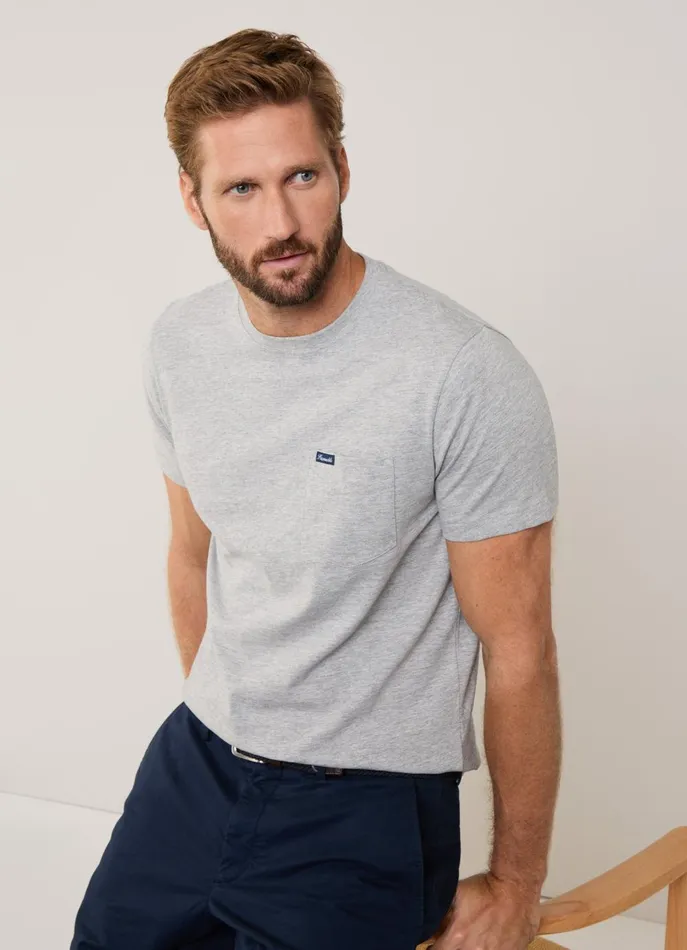 Men TShirts and Sweatshirts Faonnable Regular Fit Front Pocket TShirt Light Grey Marl