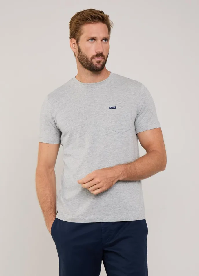 Men TShirts and Sweatshirts Faonnable Regular Fit Front Pocket TShirt Light Grey Marl