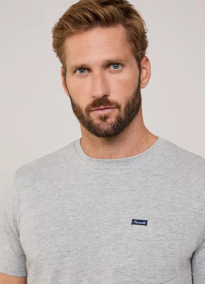 Men TShirts and Sweatshirts Faonnable Regular Fit Front Pocket TShirt Light Grey Marl
