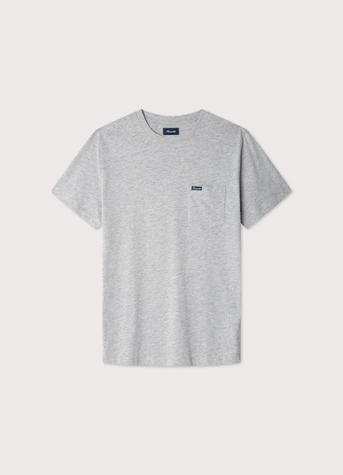 Men TShirts and Sweatshirts Faonnable Regular Fit Front Pocket TShirt Light Grey Marl