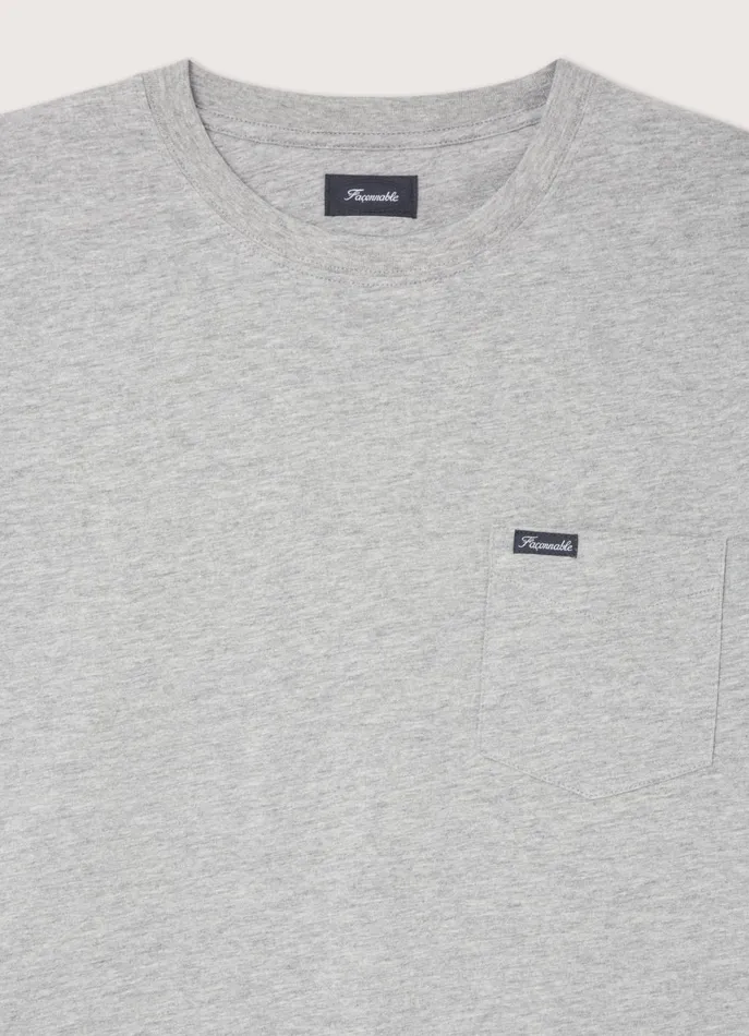 Men TShirts and Sweatshirts Faonnable Regular Fit Front Pocket TShirt Light Grey Marl