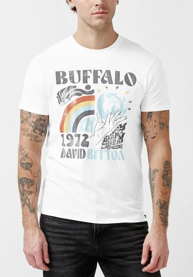 Men Tawen White ShortSleeve Mens TShirt White Buffalo David Bitton Tops and Tees