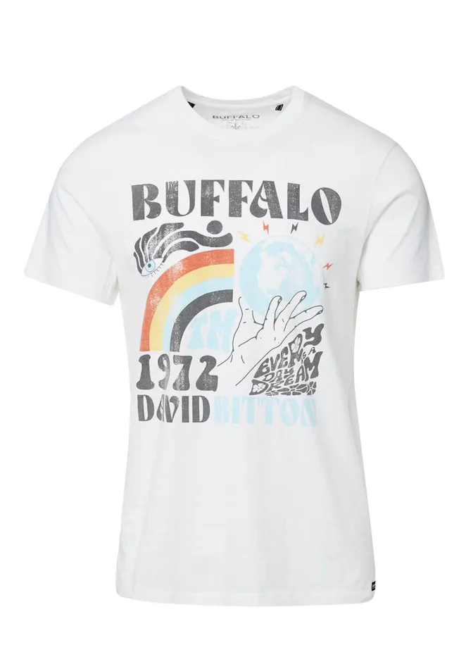 Men Tawen White ShortSleeve Mens TShirt White Buffalo David Bitton Tops and Tees