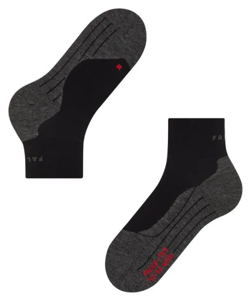 Men TK5 Wander Wool Short Men Trekking Short Sock Black FALKE Hiking Socks