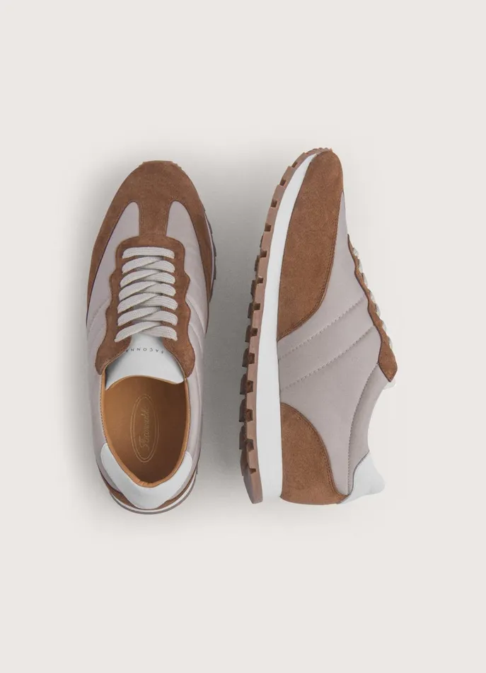Men Trainers Faonnable Suede Details Running Shoes Cameltan