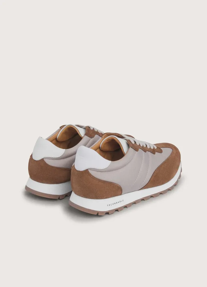 Men Trainers Faonnable Suede Details Running Shoes Cameltan