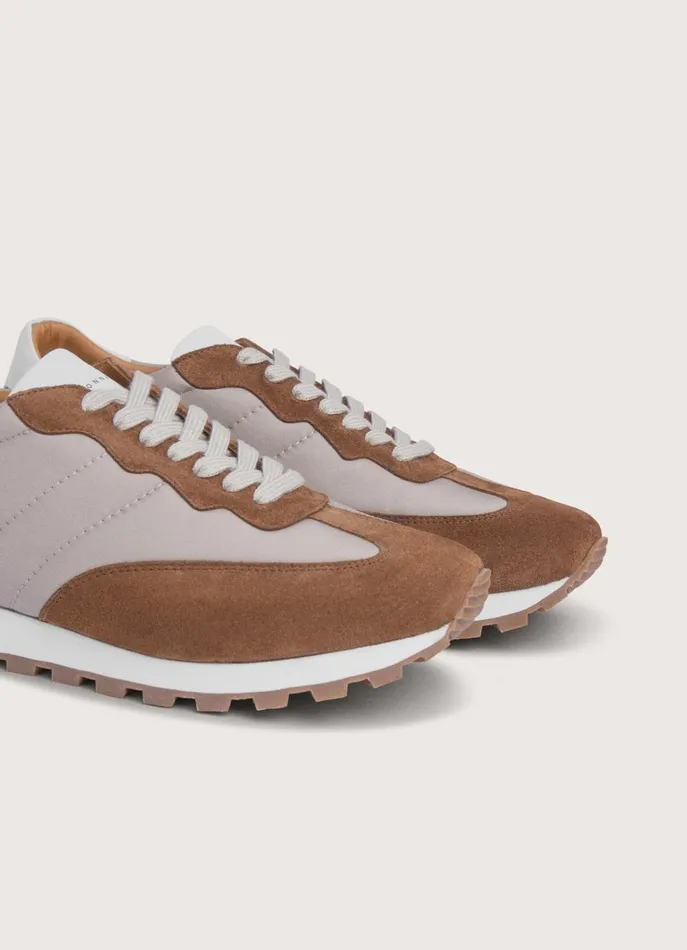 Men Trainers Faonnable Suede Details Running Shoes Cameltan