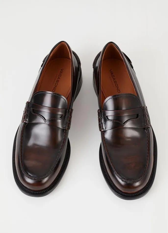 Men Vagabond Loafers STEVEN LOAFER Dark Red Polished Leather
