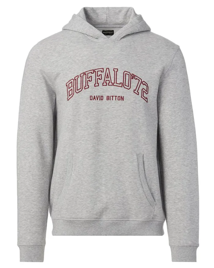 Men Varsity Fagrou Hoodie Heather Grey Buffalo David Bitton Sweatshirts and Hoodies