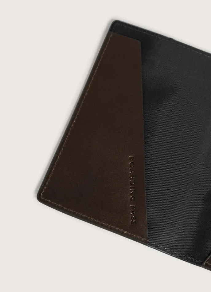Men Wallets and Cardholders Faonnable Leather Passport Cover Chocolate Brown