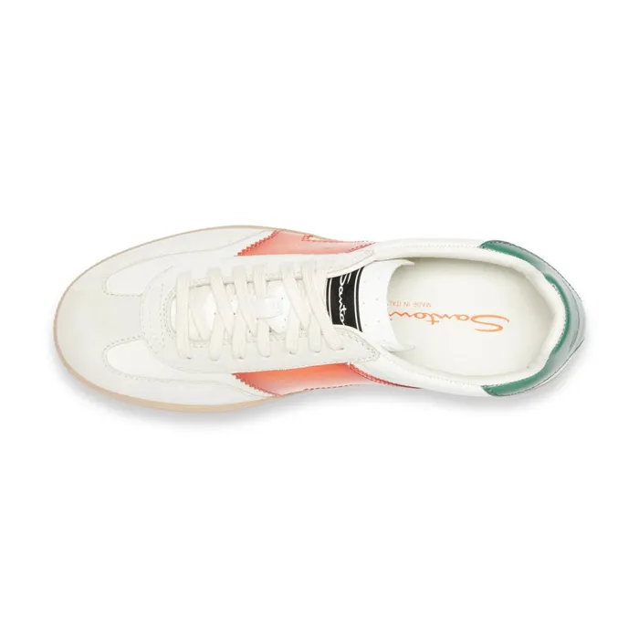 Men White Green And Orange Leather And Suede Dbs Oly Sneaker Santoni Sneakers