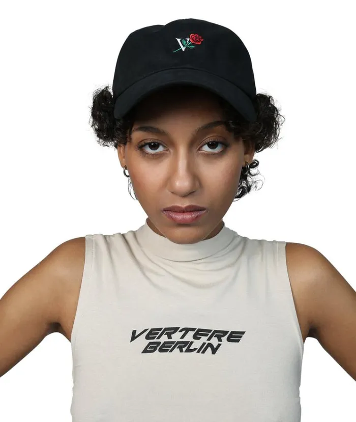 MenWomen BEANIES CAPS and SCARVES Vertere Berlin V ROSE CAP 8211 BLACK