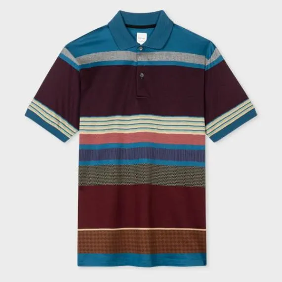 Mens 039Assembled Stripe039 Cotton Polo Shirt Paul Smith Polo Shirts