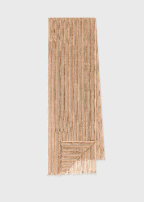 Mens 039Signature Stripe039 Linen Scarf Paul Smith Scarves