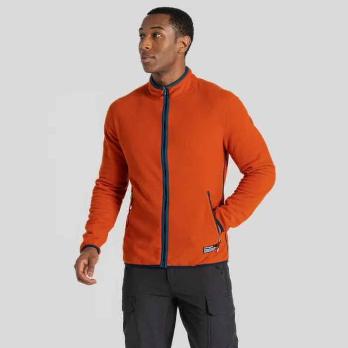 Mens Full Zip Fleece Craghoppers CO2 Renu Full Zip Fleece Carnelian Orange