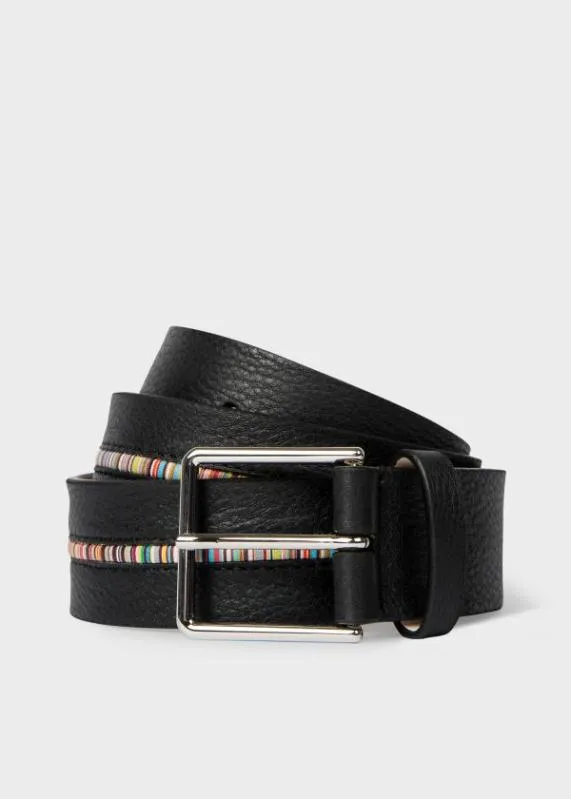 Mens Grained Leather 039Signature Stripe039 Belt Paul Smith Belts