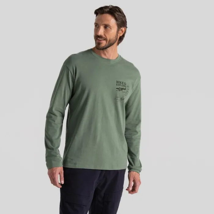 Mens Long Sleeve Craghoppers National Trust Limestone Long Sleeved Top Laurel Green