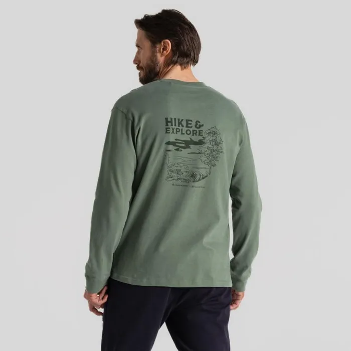 Mens Long Sleeve Craghoppers National Trust Limestone Long Sleeved Top Laurel Green