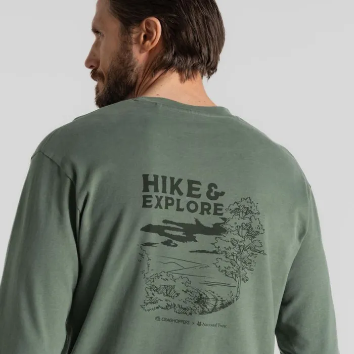 Mens Long Sleeve Craghoppers National Trust Limestone Long Sleeved Top Laurel Green