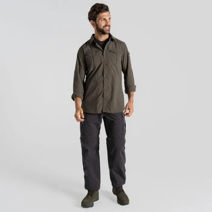 Mens Long Sleeve Craghoppers NosiLife Adventure Long Sleeved Shirt III Woodland Green