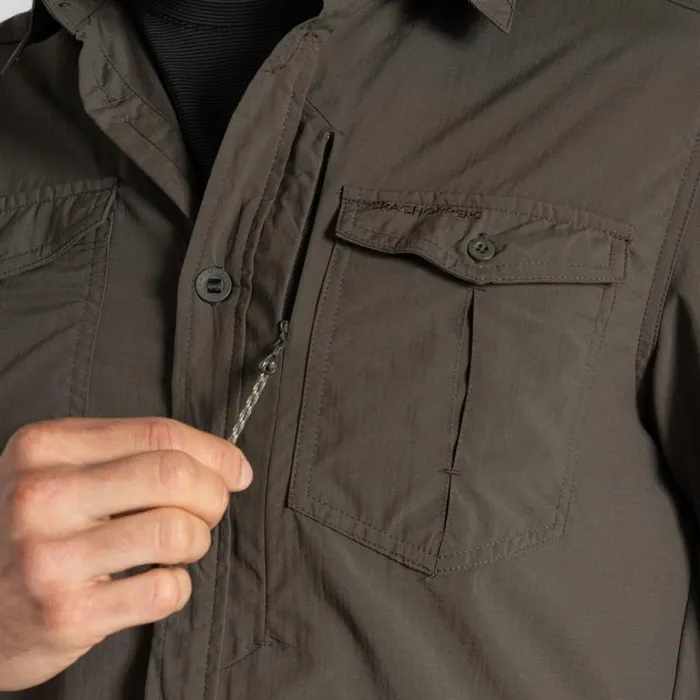 Mens Long Sleeve Craghoppers NosiLife Adventure Long Sleeved Shirt III Woodland Green