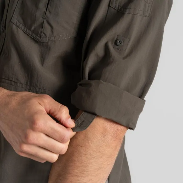 Mens Long Sleeve Craghoppers NosiLife Adventure Long Sleeved Shirt III Woodland Green