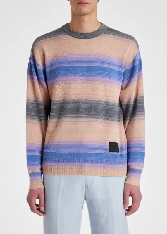 Mens Peach Stripe CottonBlend Sweater Paul Smith Sweaters Mens Peach Stripe CottonBlend Sweater Paul Smith Sweaters