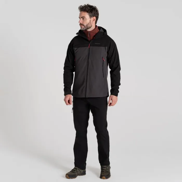 Mens Softshell Jackets Craghoppers Seer Hooded Jacket Black Black Pepper