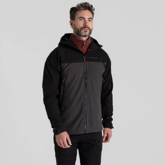 Mens Softshell Jackets Craghoppers Seer Hooded Jacket Black Black Pepper Mens Softshell Jackets Craghoppers Seer Hooded Jacket Black Black Pepper