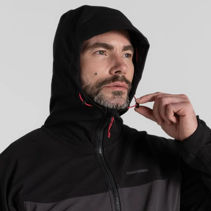 Mens Softshell Jackets Craghoppers Seer Hooded Jacket Black Black Pepper Mens Softshell Jackets Craghoppers Seer Hooded Jacket Black Black Pepper