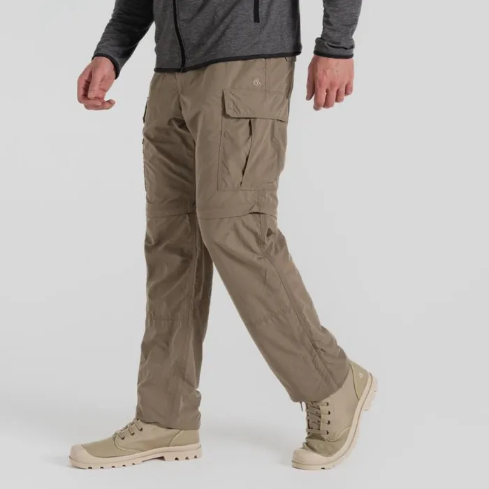 Mens Walking Trousers Craghoppers NosiLife Convertible Cargo Trouser III Pebble