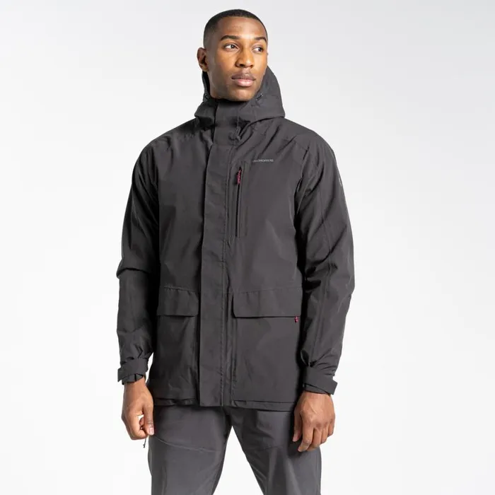 Mens Waterproof Jackets Craghoppers Lorton Stretch Waterproof Jacket Black Pepper