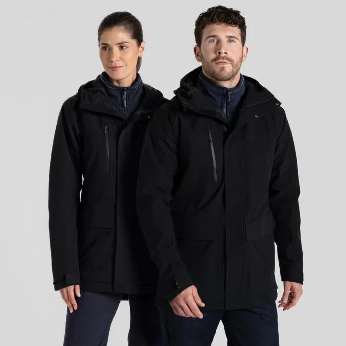 MensWomens Waterproof Jackets Craghoppers Expert Kiwi Pro Stretch Long Jacket Black